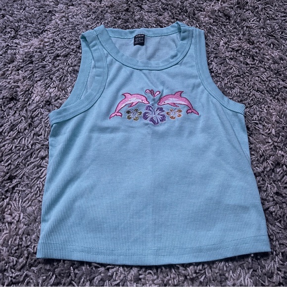 Teal Dolphin Tank Top - Picture 2 of 5